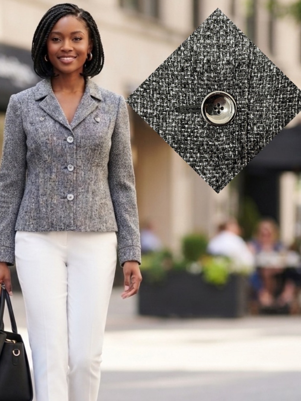 Jones New York Signature Black Silver Tweed Blazer Jacket Dark Academia Size 10